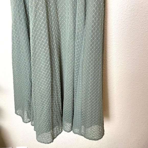 Gal Meets Glam Lenore Shirred Neck A-Line Sleeveless Midi Dress Moss Green - Picture 7 of 11